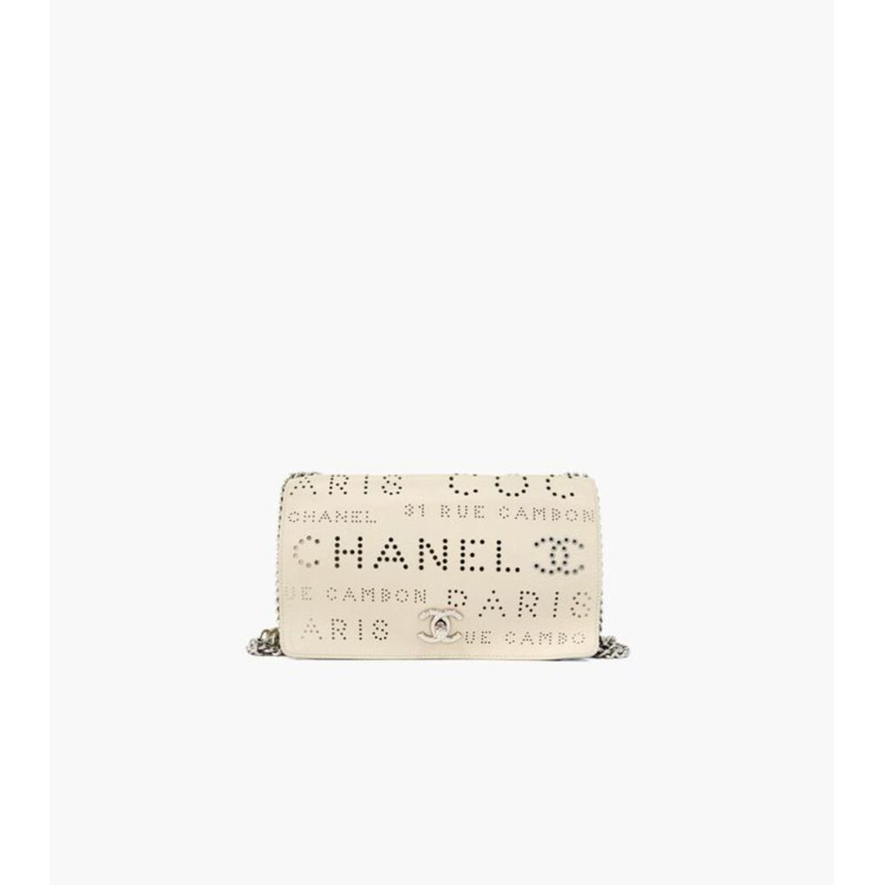 Beige Logo Punching Shoulder Bag